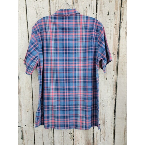 VINEYARD VINES Men's S Indigo Plaid Stretch Cotton Short-Sleeve Dockman Shirt - Picture 6 of 8